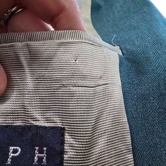 Ralph Lauren Green Silk Wool Single Breasted Blazer Sz 44L - Picture 11 of 14